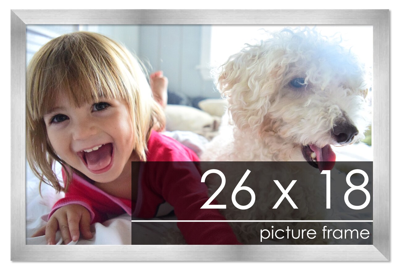 26x18 Solid Wood Picture Frame with UV-Resistant Acrylic & Acid-Free Backing, Available in 6 Finishes: Matte Black, Matte White, Metallic Bronze, Silver, Natural Wood Grain & Mahogany